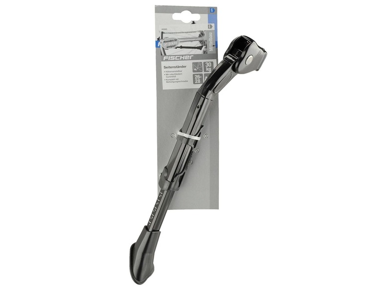 Ein schwarzer Fahrradständer von Fischer, geeignet für E-Bikes.