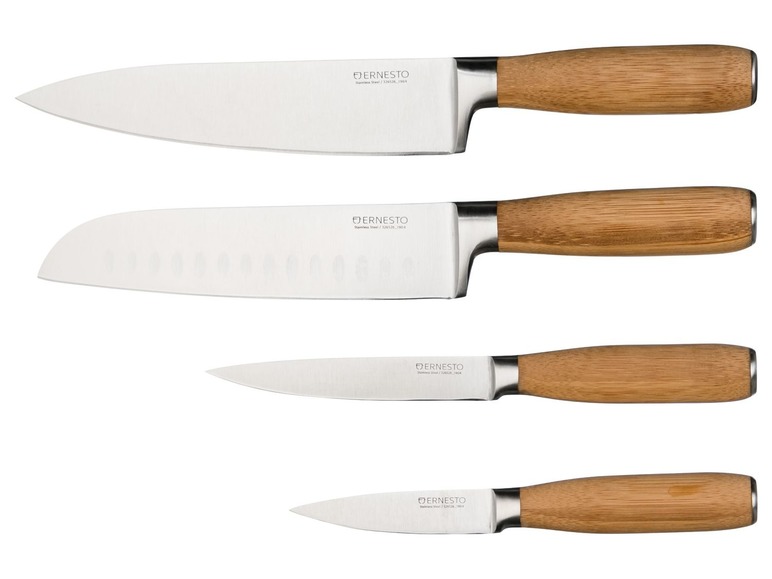 Gehe zu Vollbildansicht: ERNESTO® Messer, mit Edelstahl-Klinge, Bambus- oder Edelstahlgriff - Bild 2
