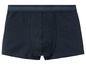 Dunkelblaue Boxershorts mit elastischem Bund.