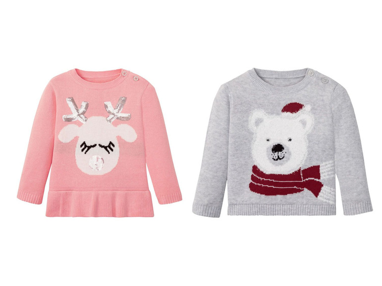 Gehe zu Vollbildansicht: LUPILU® Baby Weihnachtspullover Mädchen, mit Baumwolle - Bild 1