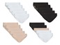Schwarze, weiße und hautfarbene Slips in einem Multipack.