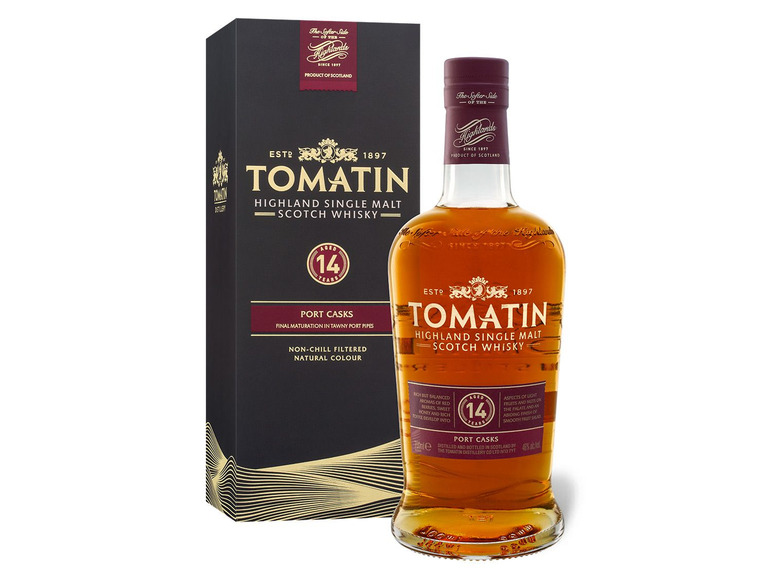 Gehe zu Vollbildansicht: Tomatin Highland Single Malt Scotch Whisky 14 Jahre mit Geschenkbox 46% Vol - Bild 1