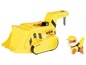 Ein gelber Bagger-Spielzeug von Paw Patrol mit einer Welpenfigur.