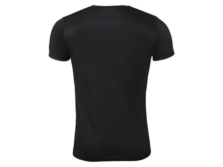 Ein schwarzes T-Shirt mit kurzen Ärmeln.