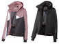 Zwei Skijacken in Rosa und Schwarz mit dem Schriftzug 'Technology'.