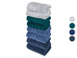 Stapel Handtücher in Grau, Türkis und Blau
