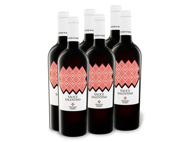6 x 0,75-l-Flasche Weinpaket Poggio Maru Salice Salentino DOP halbtrocken, Rotwein