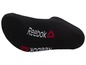 Schwarze Reebok Socken mit roten Logos.