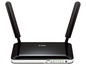 Ein schwarzer D-Link drahtloser Router mit zwei Antennen.