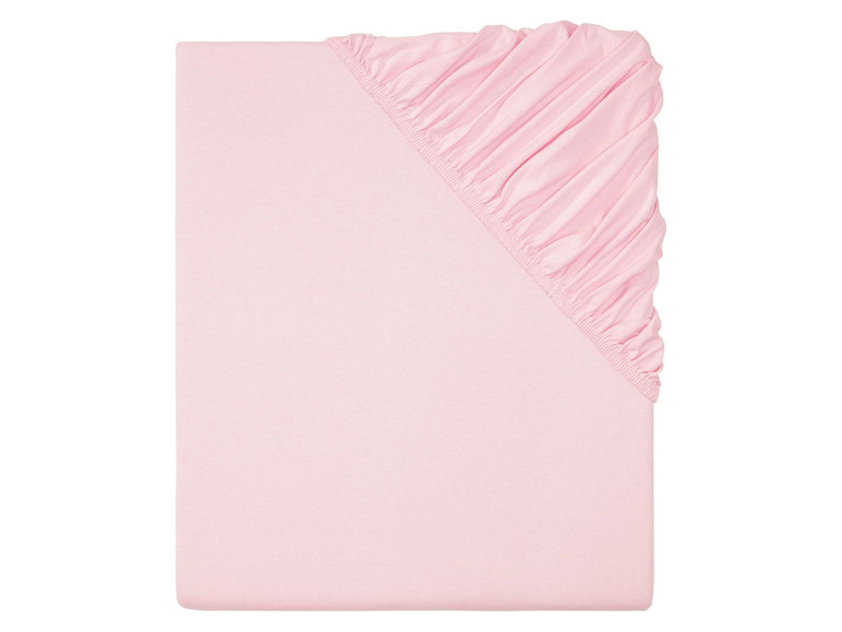 Ein rosafarbenes Spannbettlaken.