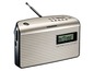 Ein silbernes Grundig Radio mit Antenne.