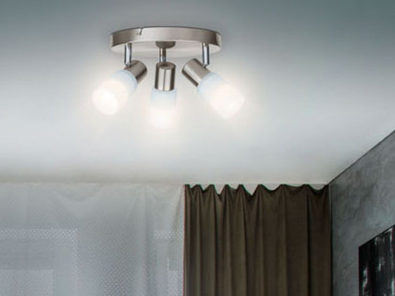 Gehe zu Vollbildansicht: LIVARNO LUX® Deckenleuchte, mit 3 LEDs, schwenkbare Spots, Metallkorpus in Mattnickel-Optik - Bild 6