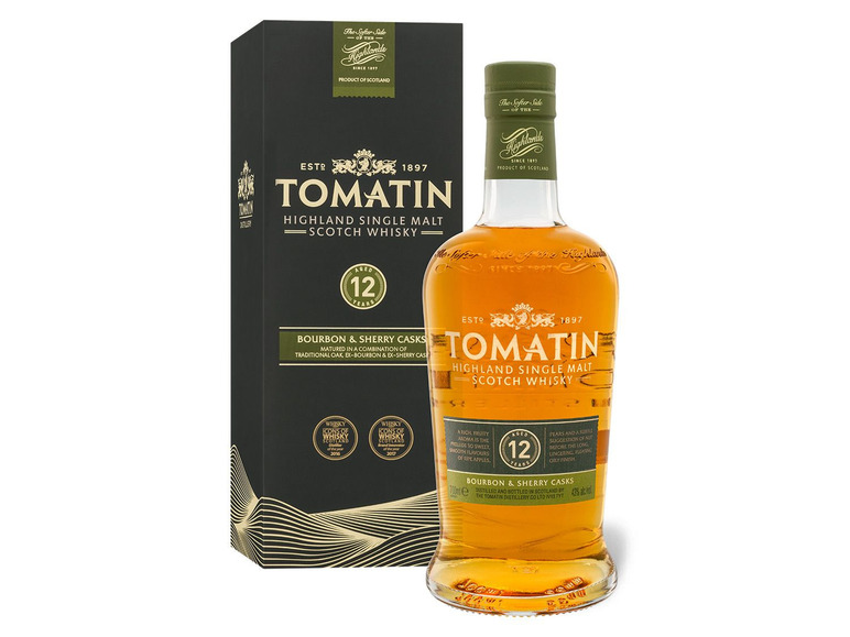Gehe zu Vollbildansicht: Tomatin Highland Single Malt Scotch Whisky 12 Jahre mit Geschenkbox 43% Vol - Bild 1