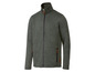 Eine dunkelgrüne Fleecejacke mit Reißverschluss.
