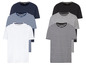 Sechs Livergy T-Shirts, darunter unifarbene und gestreifte Modelle.