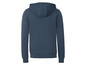 Ein dunkelblauer Hoodie mit Kapuze.