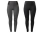 Zwei Paar schwarze und graue Leggings mit hohem Bund.