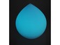 Eine blaue, tropfenförmige LED-Lampe.