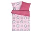 Rosa Bettbezug mit Blumenmuster und passenden Kissenbezügen