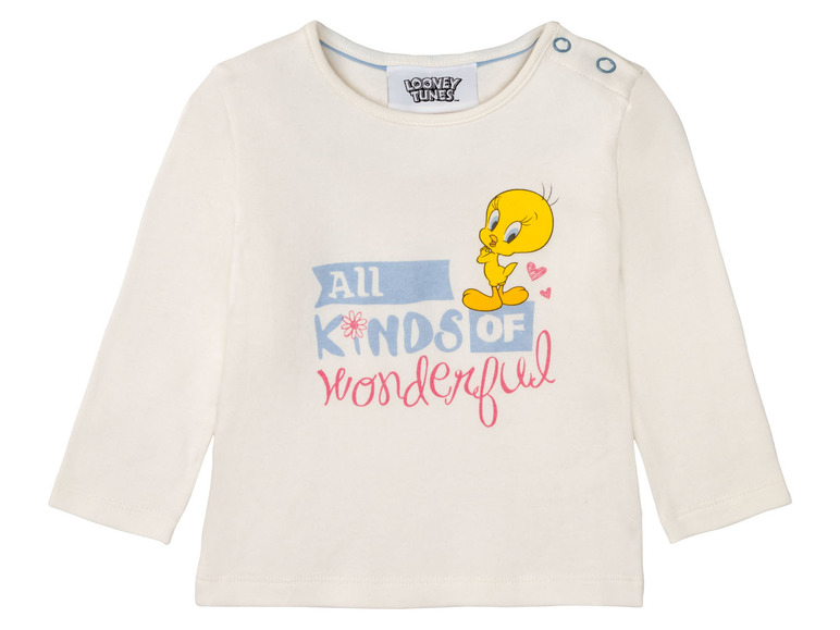 Weißes Langarmshirt mit Tweety Bird von Looney Tunes.