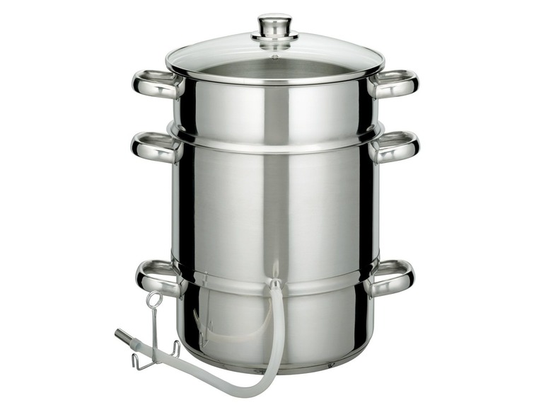 Ein Edelstahl-Saftpresser mit Glasdeckel