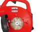 Ein roter Grizzly Laubbläser mit sichtbarem Ventilator.