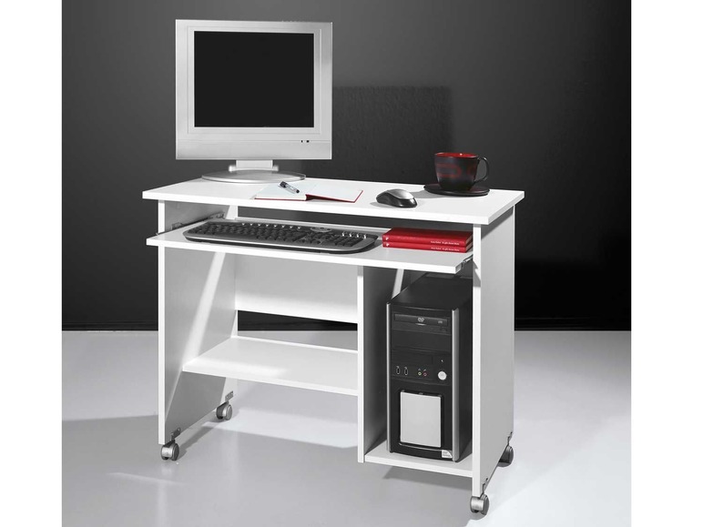 Gehe zu Vollbildansicht: Germania Computertisch »0482«, mit Tastaturauszug, Drucker- und Towerfach, auf Laufrollen - Bild 2