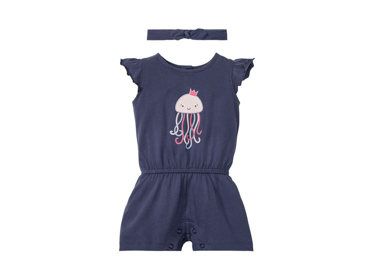 Gehe zu Vollbildansicht: LUPILU® Baby Kleid/Jumpsuit Mädchen, mit Stirnband, aus reiner Baumwolle - Bild 2