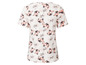 Weißes T-Shirt mit kurzen Ärmeln und Blumendruck.