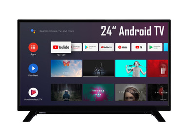 TOSHIBA 24WA2063DAX 24 Zoll Fernseher Android Smart TV, Google Play Store & Google Assistant, HD ready, Bluetooth, Triple Tuner)