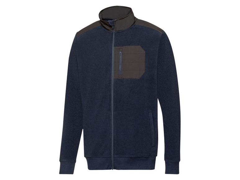 Eine dunkelblaue Fleecejacke mit Reißverschluss.
