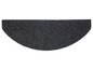 Eine dunkelgraue halbmondförmige Fußmatte.
