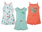 Drei Mädchen-Overalls mit Kaktus-Motiv