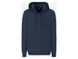 Ein dunkelblauer Hoodie mit Reißverschluss.