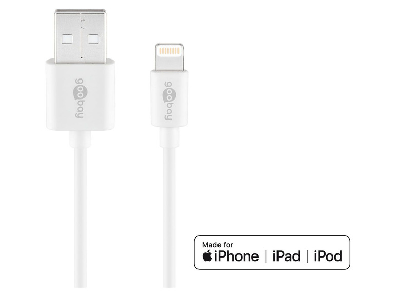 Gehe zu Vollbildansicht: Goobay Lightning auf USB A 2.0-Lade- und Synchronisationskabel, 2 m, weiß - Bild 4