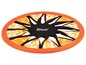 Eine orange und schwarze Frisbee mit Crivit-Logo, geeignet für Hunde.