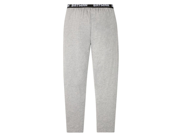 Graue Schlafhose mit Batman-Motiv.