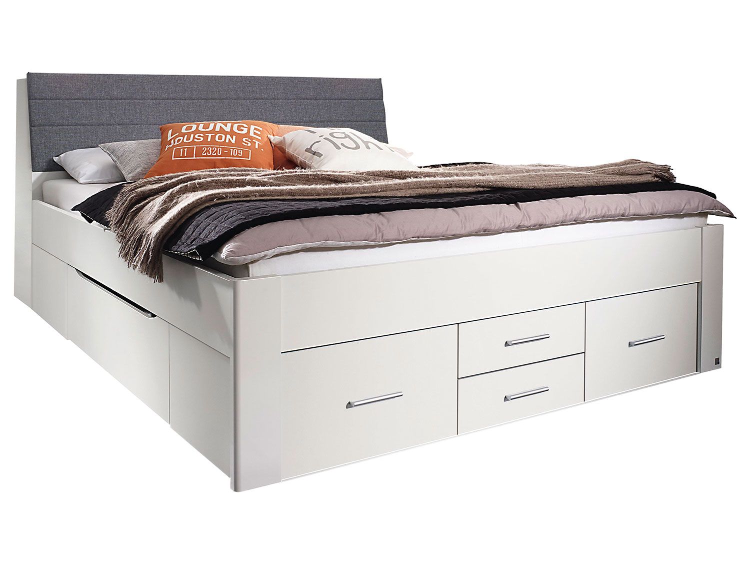 rauch ORANGE Scala – Futonbett (StauraumKopfteil,6 Schubkästen, Alpinweiß, 180x200cm) | 04053714846293