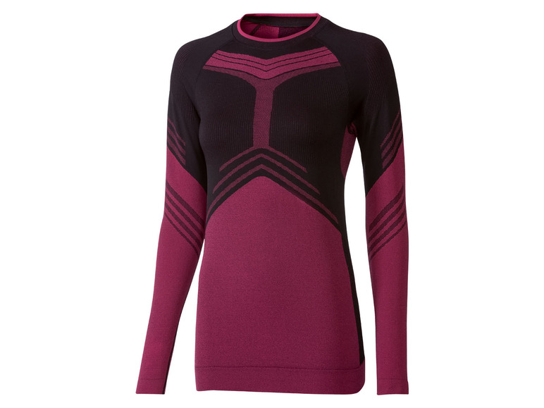 Ein rosafarbenes langärmliges Thermo-Unterhemd mit schwarzem Design.