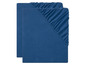 Zwei blaue Spannbettlaken.