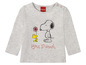 Ein graues Langarmshirt mit Snoopy und Woodstock.