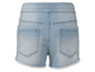 Hellblaue Jeans Shorts mit ausgefranstem Saum.