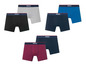 Sechs Paar MEXX Boxershorts in verschiedenen Farben und Mustern.