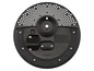 Ein schwarzes E-Drum-Pad mit einem Gitteroberfläche.