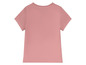 Ein rosafarbenes T-Shirt mit kurzen Ärmeln.