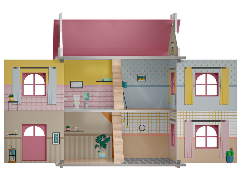 Gehe zu Vollbildansicht: Playtive Holz Puppenhaus Cabinet, drei Etagen - Bild 16