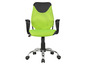 Ein grüner Bürostuhl mit Rollen.