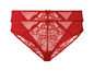 Zwei Paar rote, mit Spitze verzierte Slips.