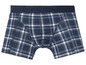 Blaue Boxershorts mit Karomuster und dem Logo 'Original Brand'.