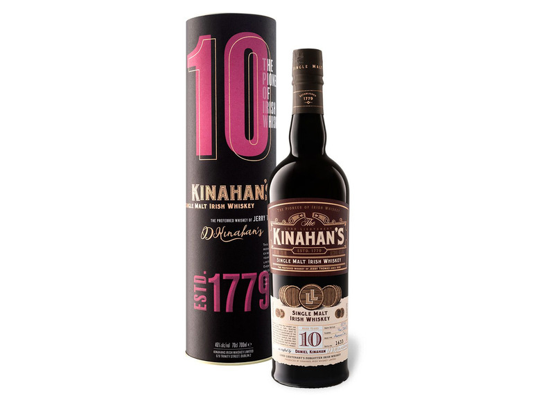 Gehe zu Vollbildansicht: Kinahans Irish Single Malt Whiskey 10 Jahre 46% Vol - Bild 1